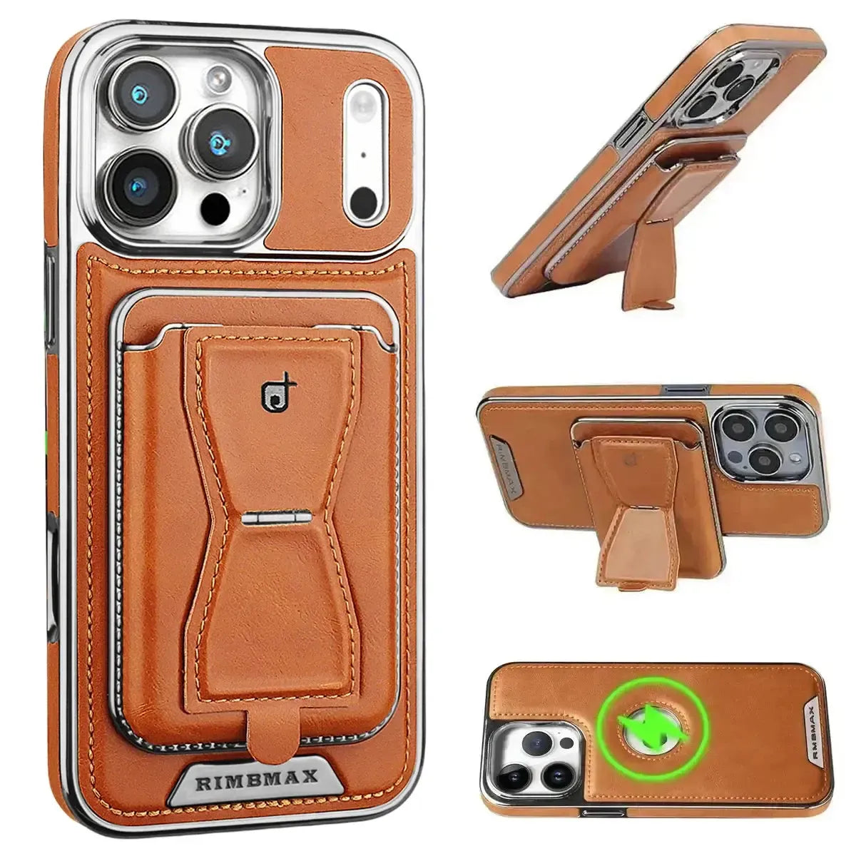 Leather MagSafe Phone Case with Stand Card Holder