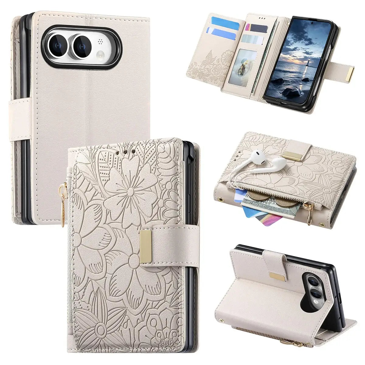 Foldable Phone Case Wallet with Zipper Pocket