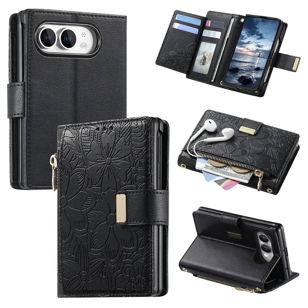 Foldable Phone Case Wallet with Zipper Pocket