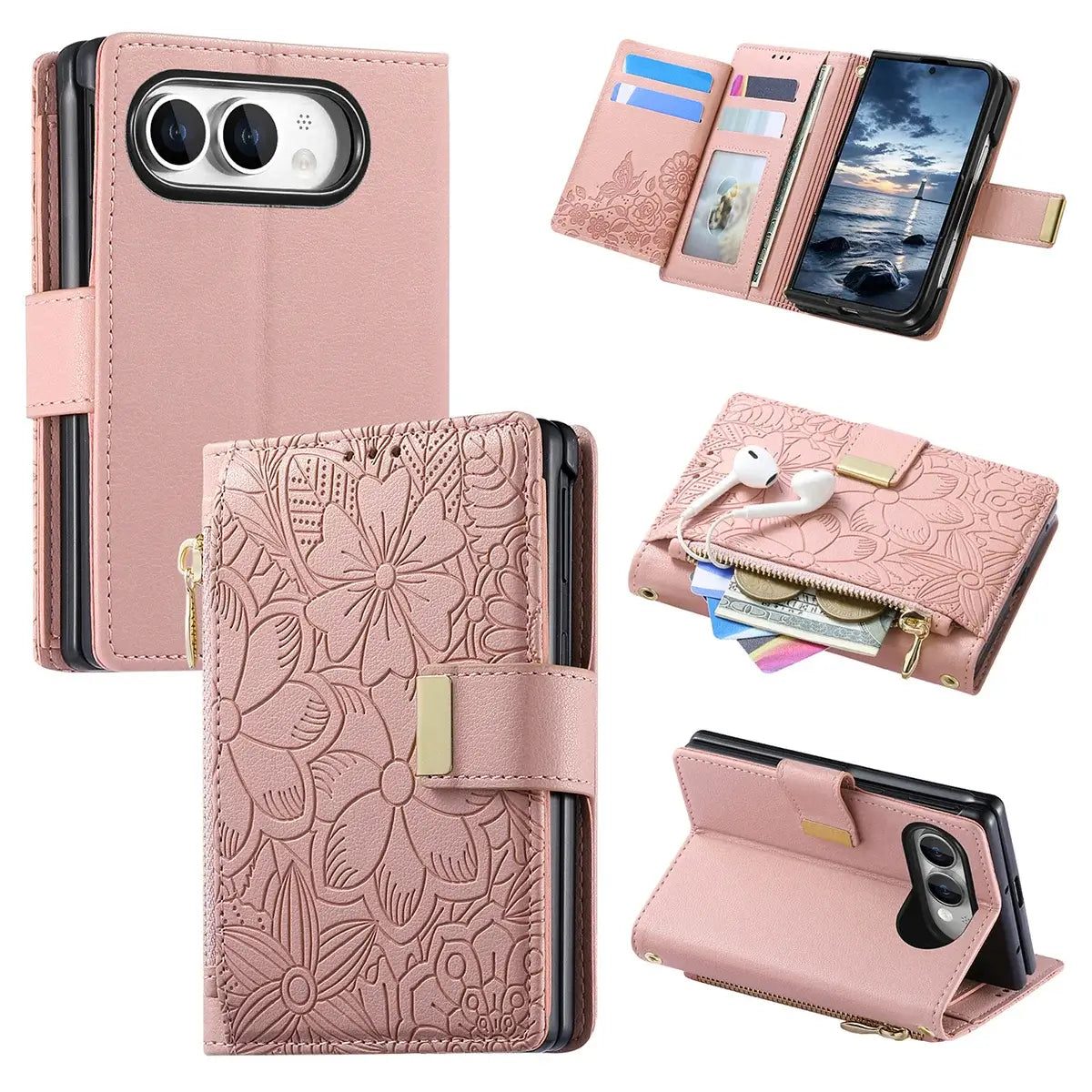 Foldable Phone Case Wallet with Zipper Pocket