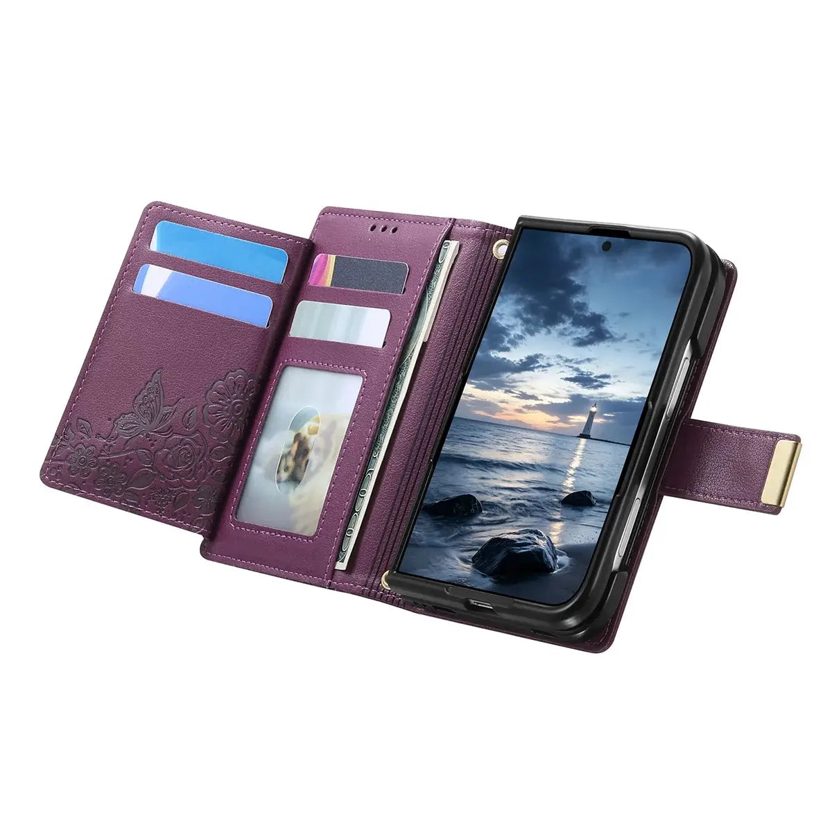 Foldable Phone Case Wallet with Zipper Pocket