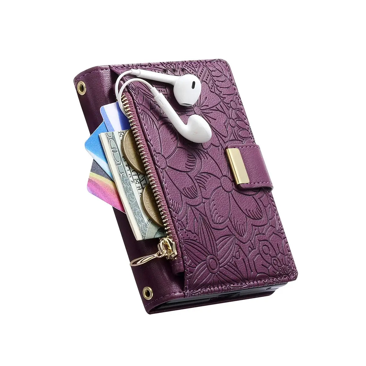 Foldable Phone Case Wallet with Zipper Pocket
