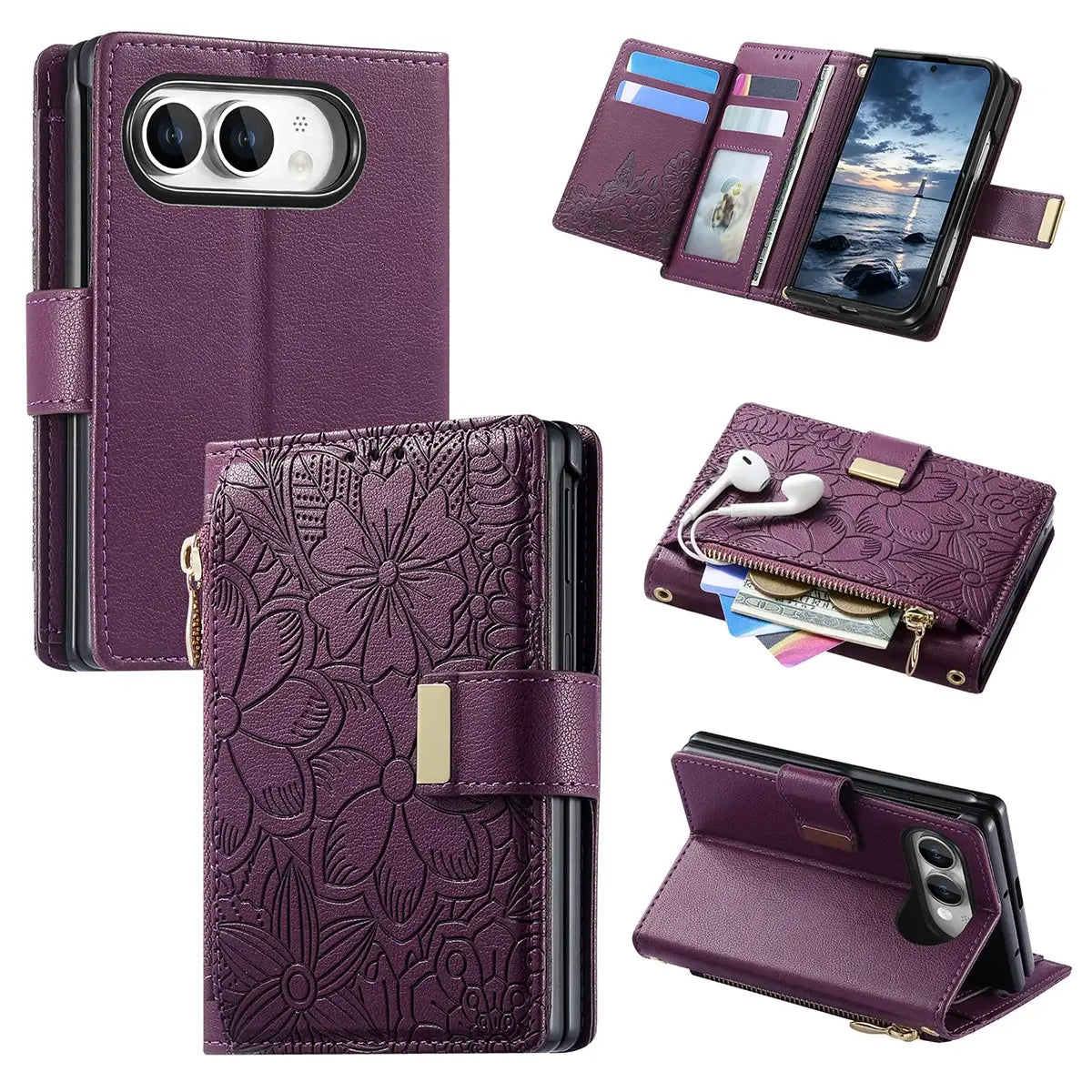 Foldable Phone Case Wallet with Zipper Pocket