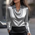 Constanza Draped Satin Blouse_3