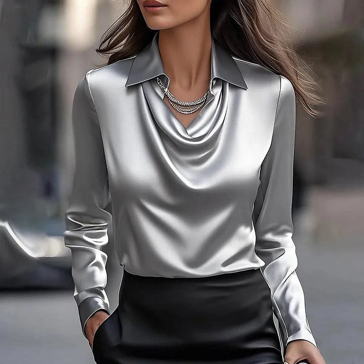 Constanza Draped Satin Blouse_3