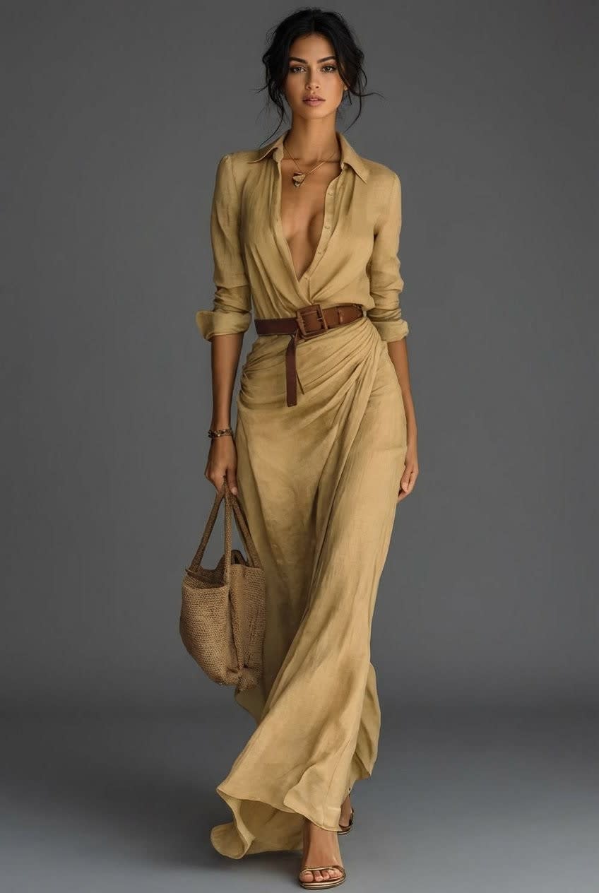 Hanne Belted Long Sleeve Maxi Dress_1