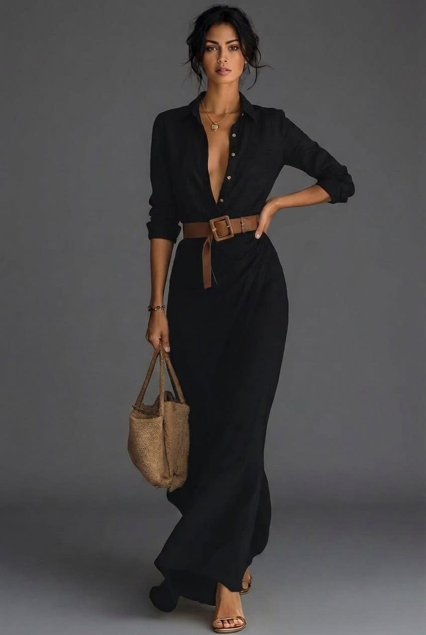 Hanne Belted Long Sleeve Maxi Dress_5