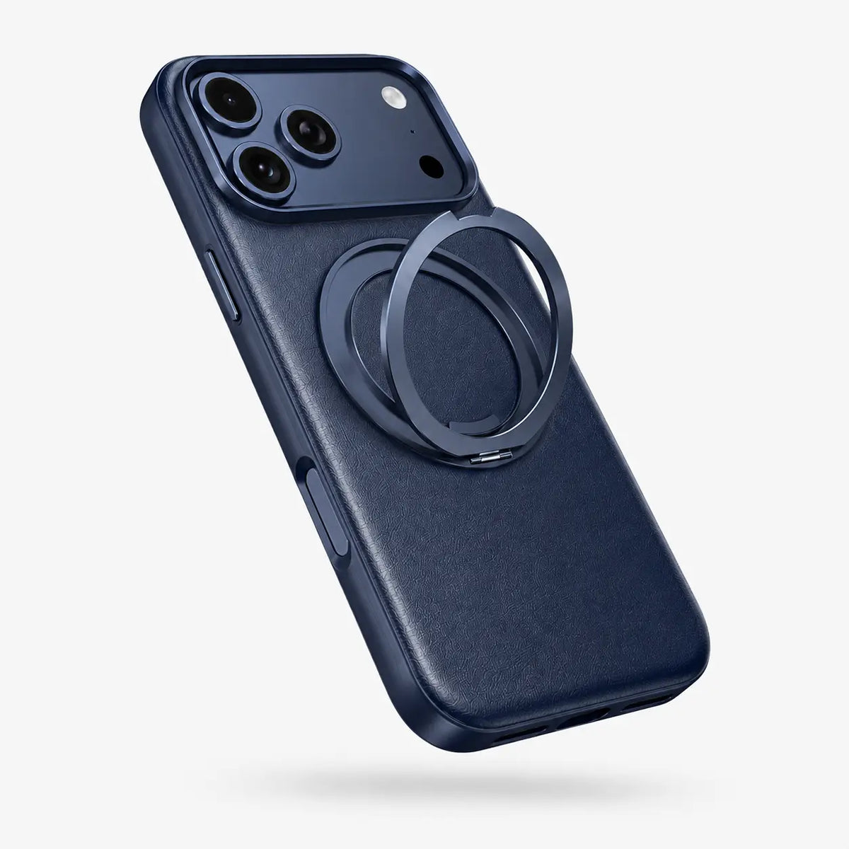 Leather Phone Case with Folding Ring Stand