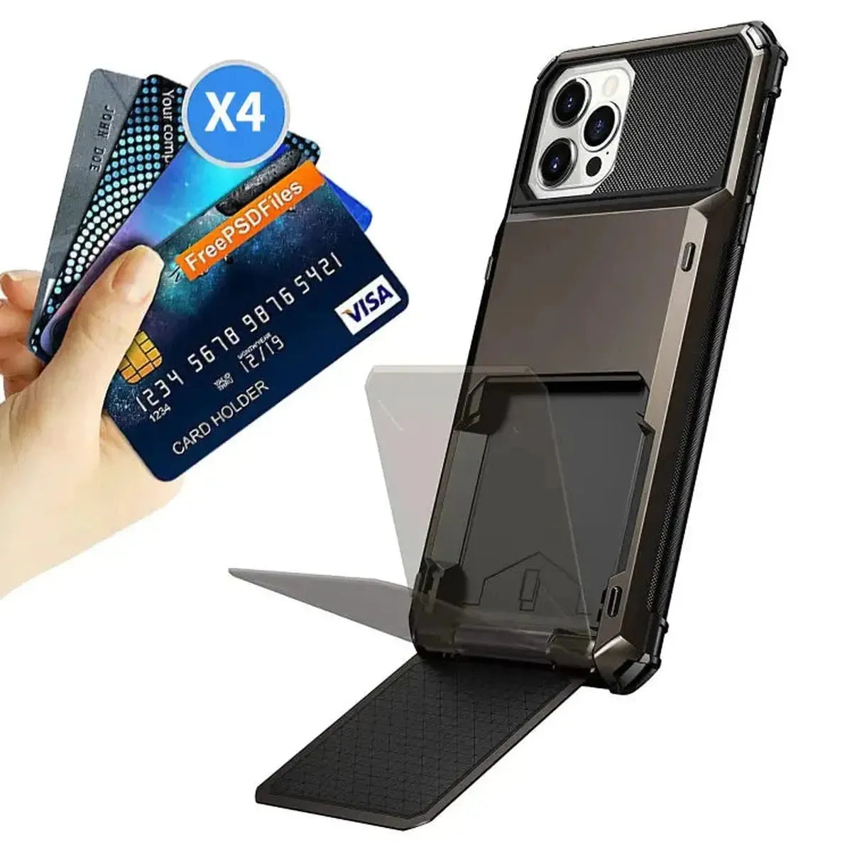 Heavy Duty Phone Case with Hidden Card Holder