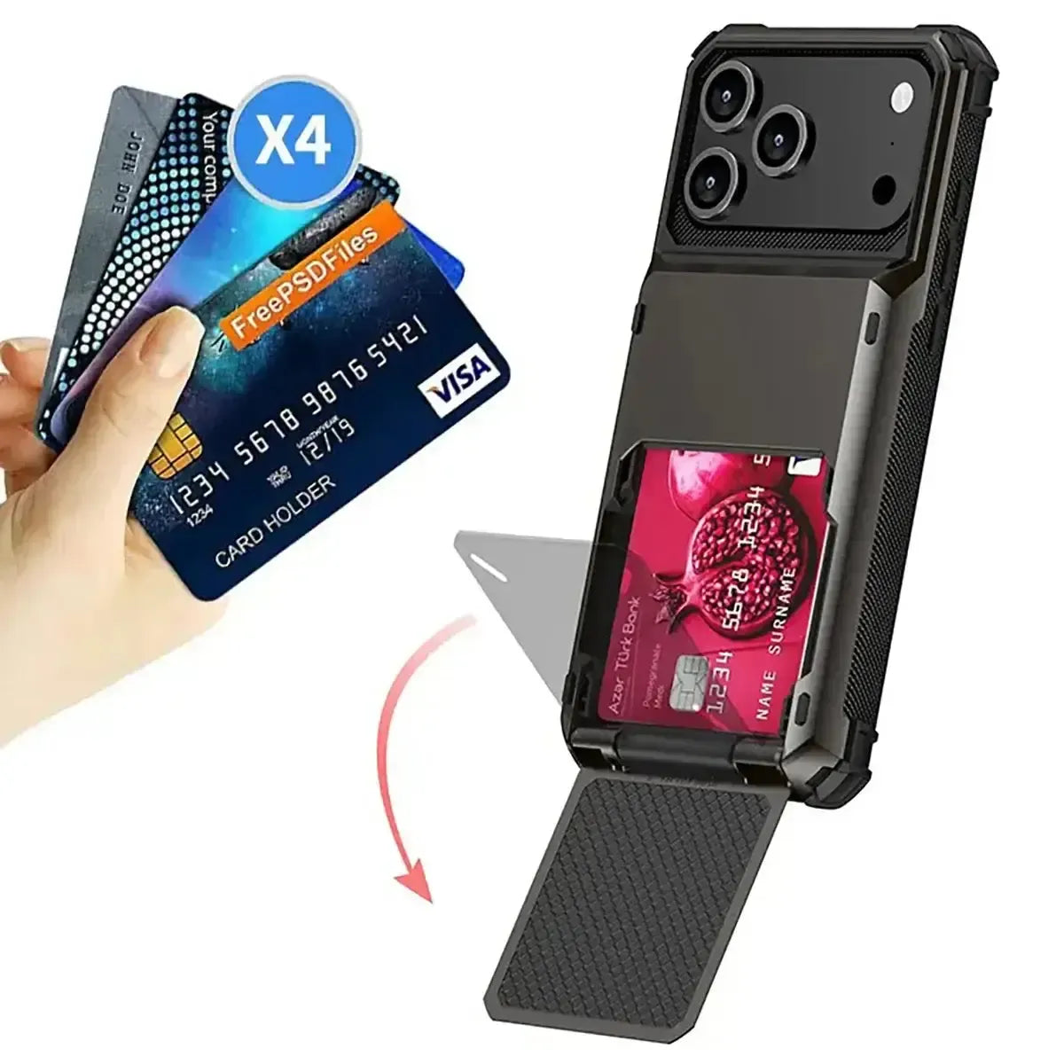Heavy Duty Phone Case with Hidden Card Holder