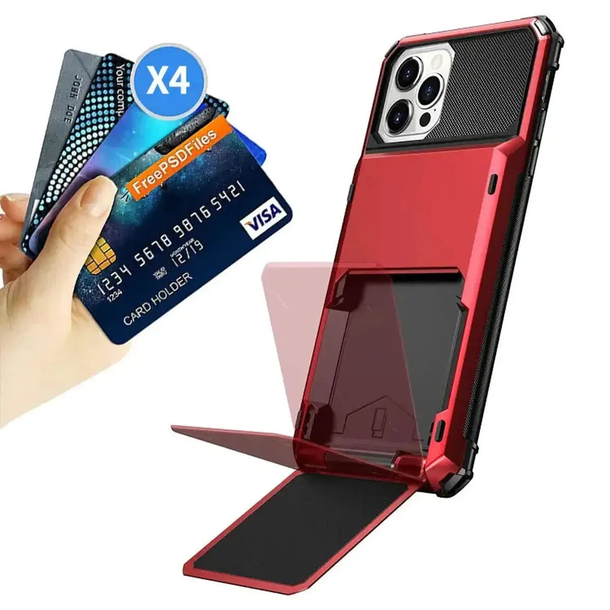 Heavy Duty Phone Case with Hidden Card Holder