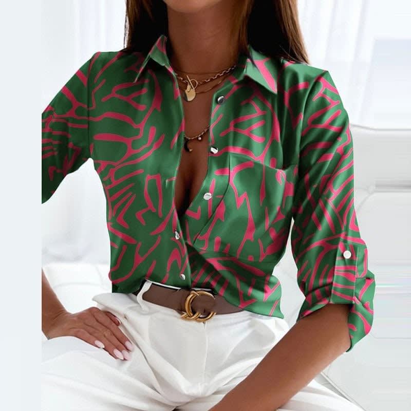 Estela Printed Button Down Blouse_15