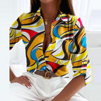 Estela Printed Button Down Blouse_16