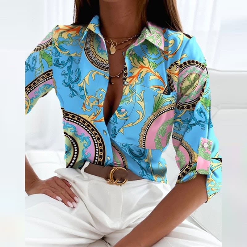 Estela Printed Button Down Blouse_7