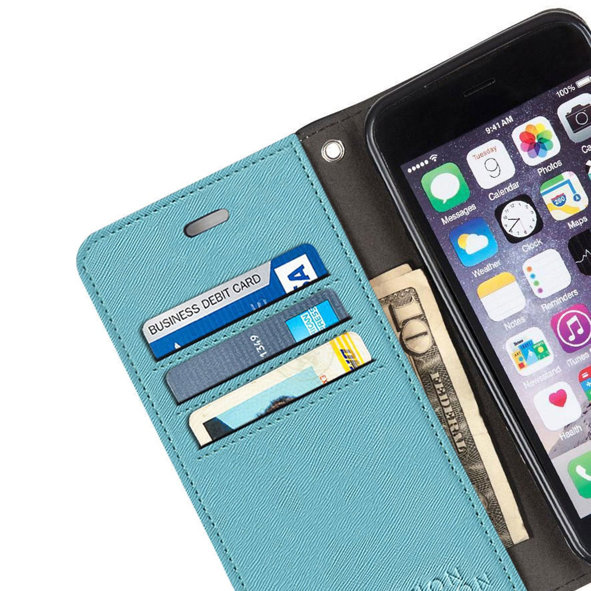 Leather Flip Folio iPhone Case Tab Closure
