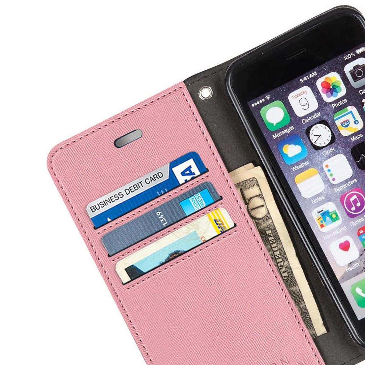 Leather Flip Folio iPhone Case Tab Closure