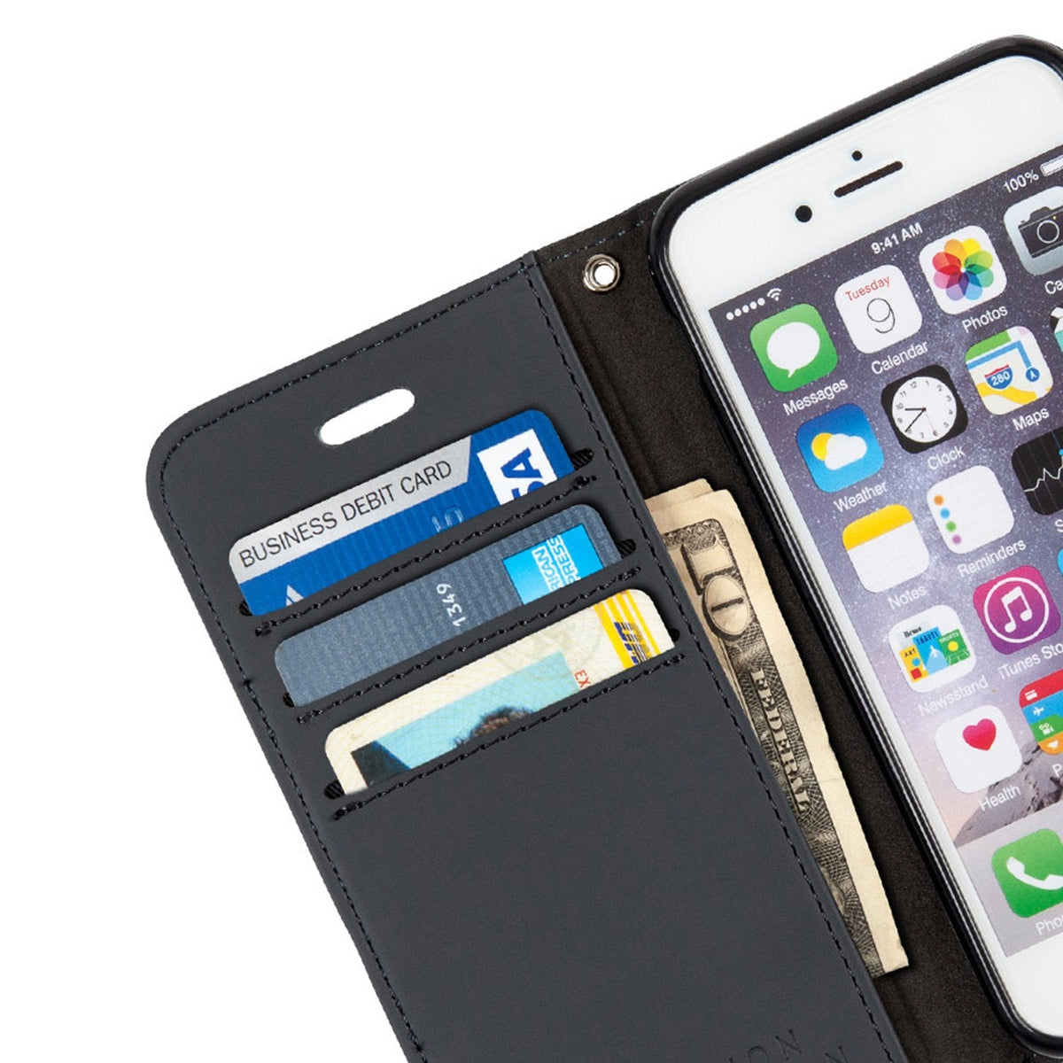 Leather Flip Folio iPhone Case Tab Closure