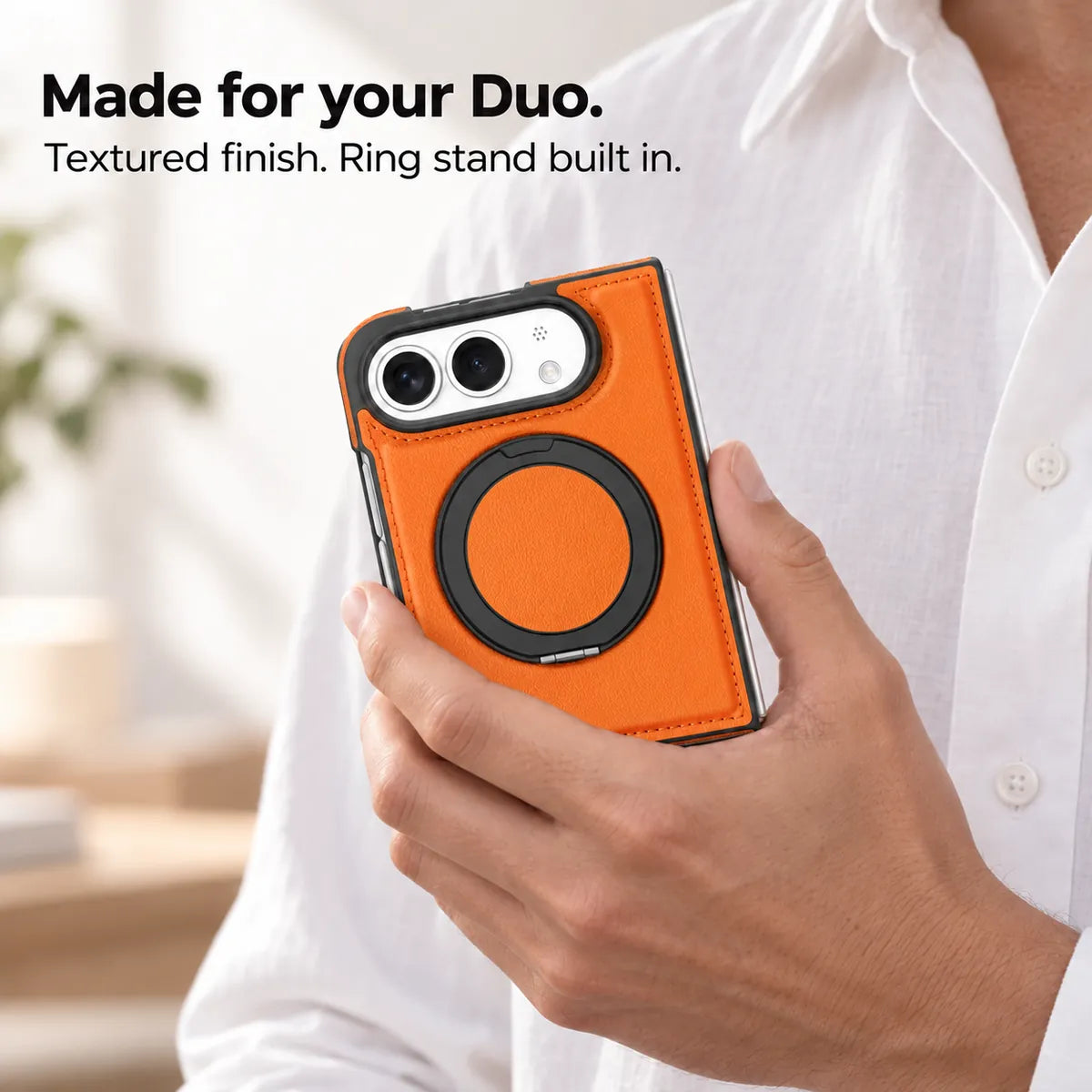 Leather iPhone Duo Case with Ring Kickstand