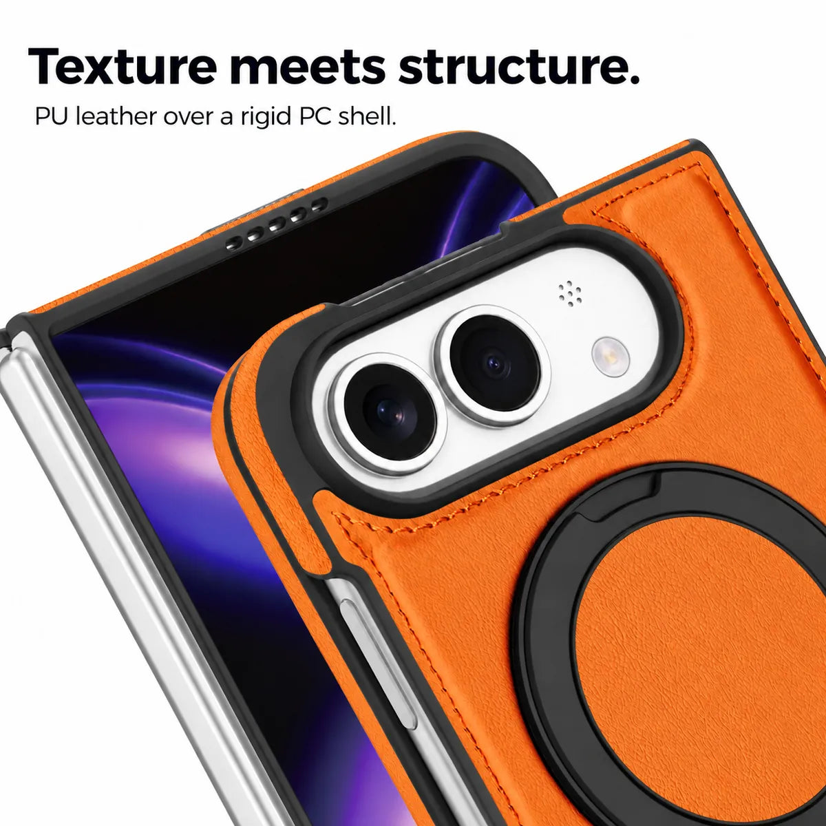 Leather iPhone Duo Case with Ring Kickstand