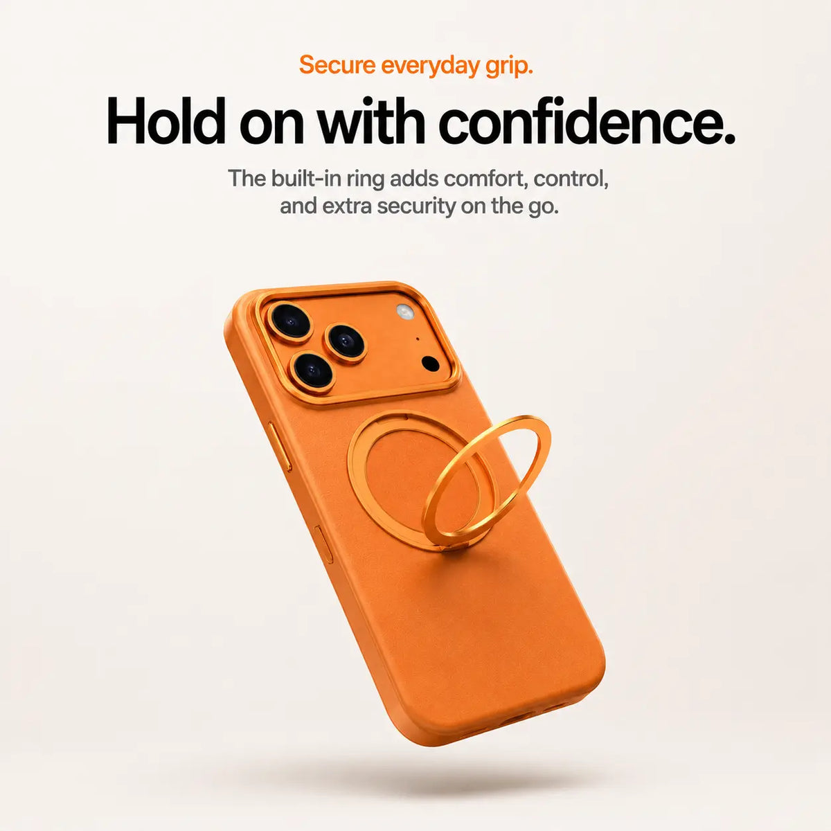 Leather Phone Case with Folding Ring Stand