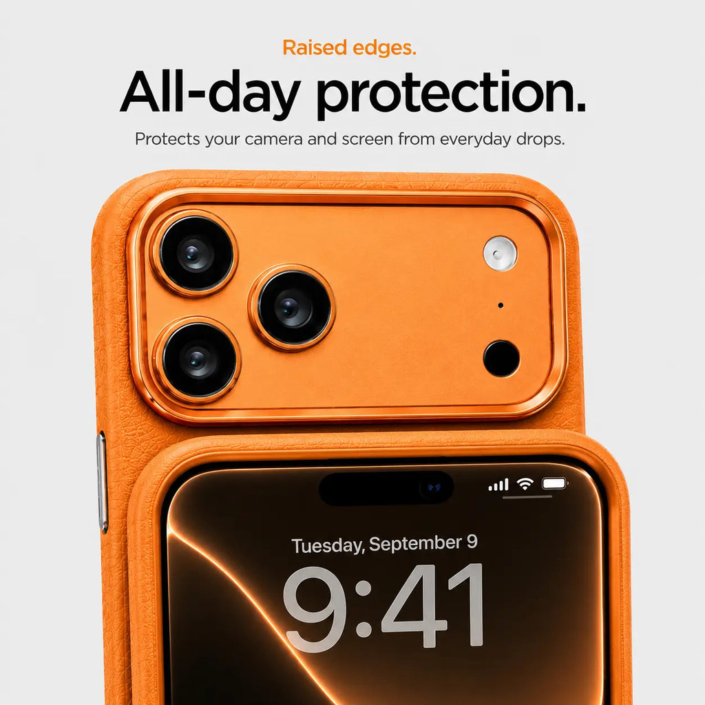 Leather iPhone Case with Metal Lens Frame