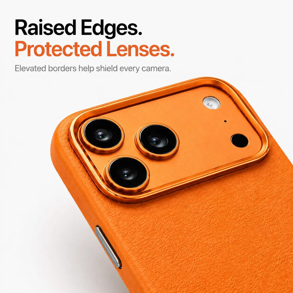 Leather iPhone Case with Metal Lens Frame