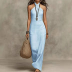 Agnes Halter Neck Linen Maxi Dress_2