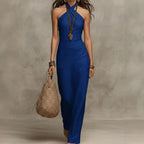 Agnes Halter Neck Linen Maxi Dress_3