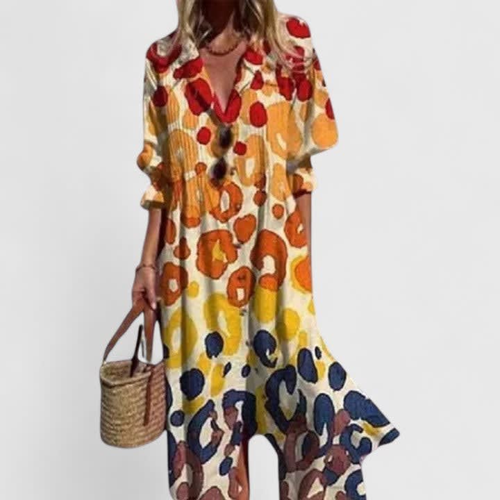 Helle Printed Button Front Maxi Dress_3