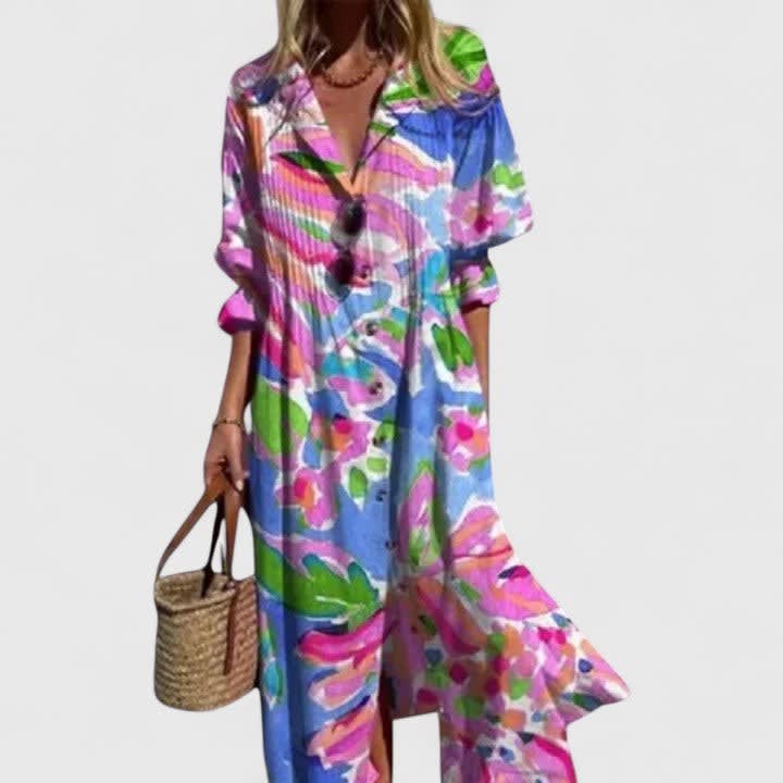 Helle Printed Button Front Maxi Dress_4