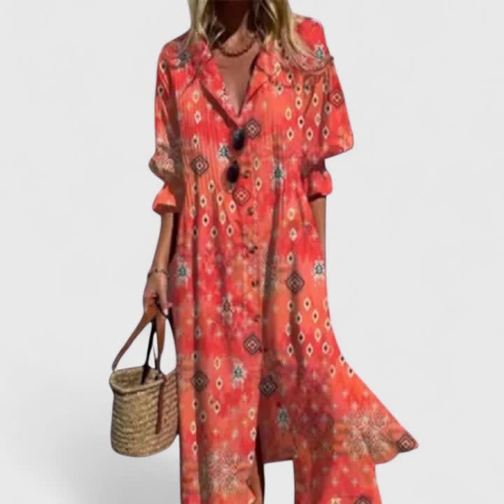 Helle Printed Button Front Maxi Dress_5