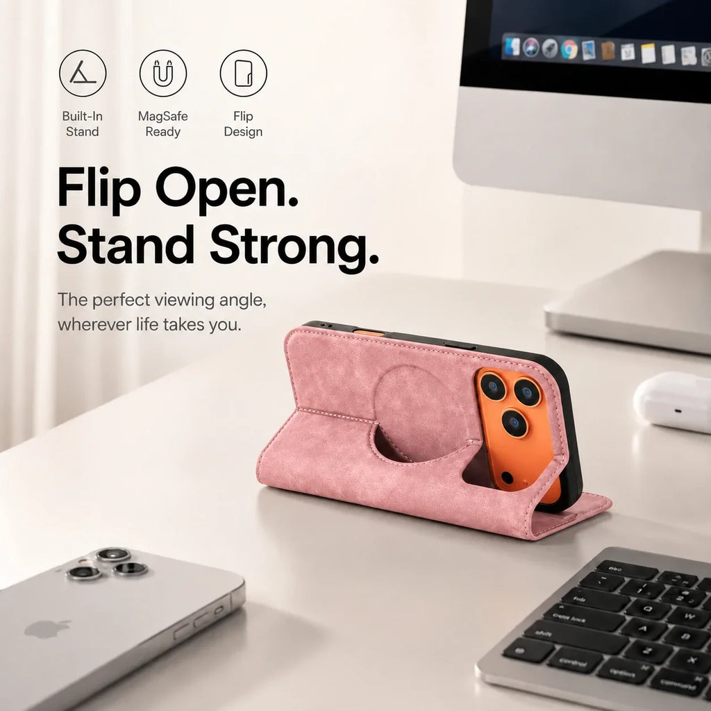 Leather MagSafe Flip Phone Case