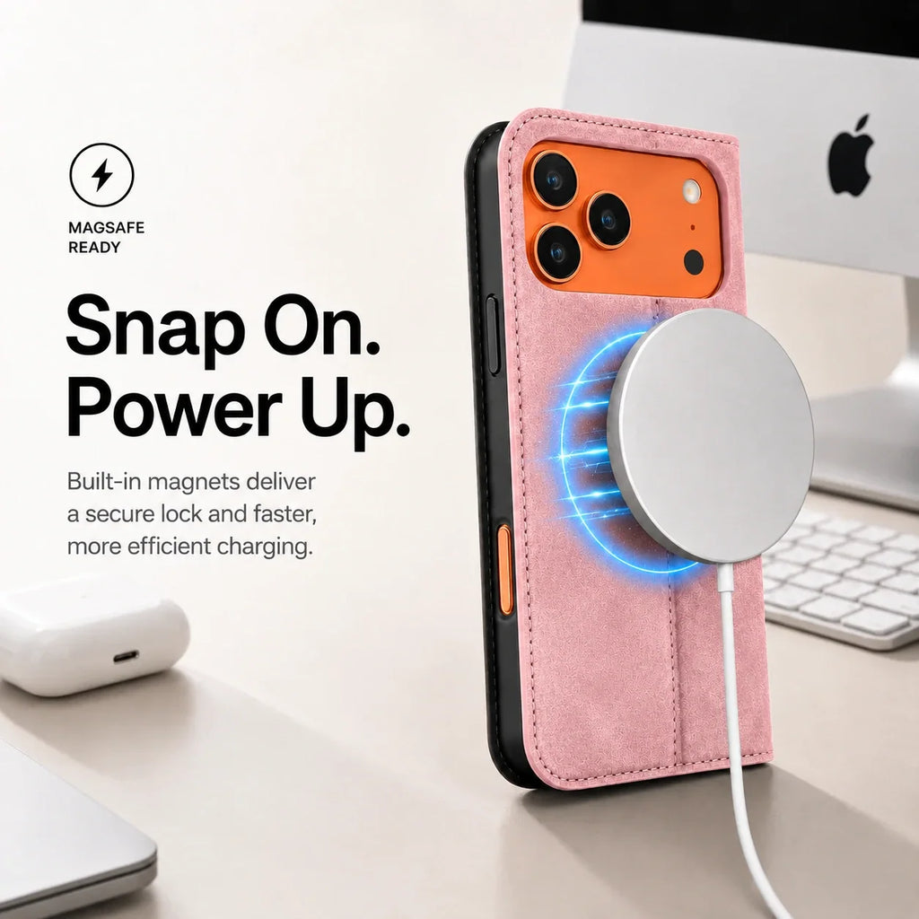 Leather MagSafe Flip Phone Case