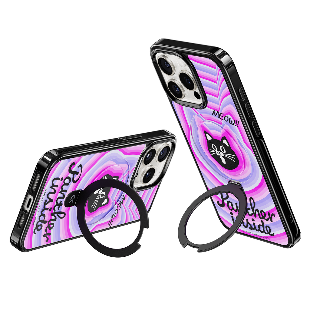 Cute Cat Face MagSafe iPhone Case with Ring Stand