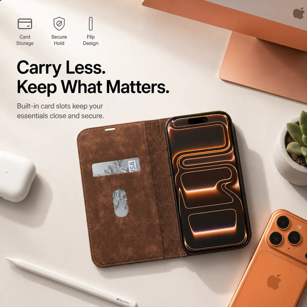 Leather MagSafe Flip Phone Case