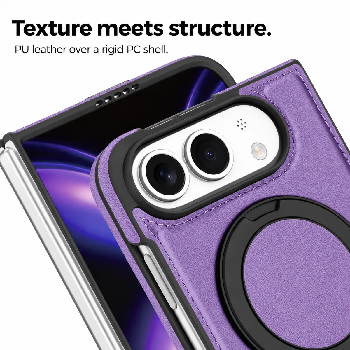 Leather iPhone Duo Case with Ring Kickstand