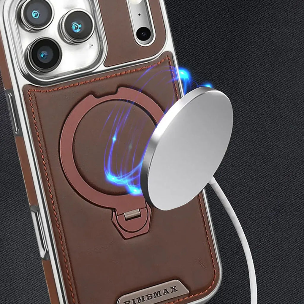 MagSafe Leather Phone Case with Ring Stand