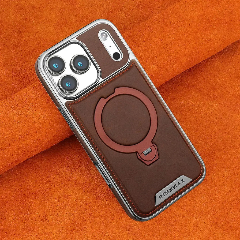 MagSafe Leather Phone Case with Ring Stand