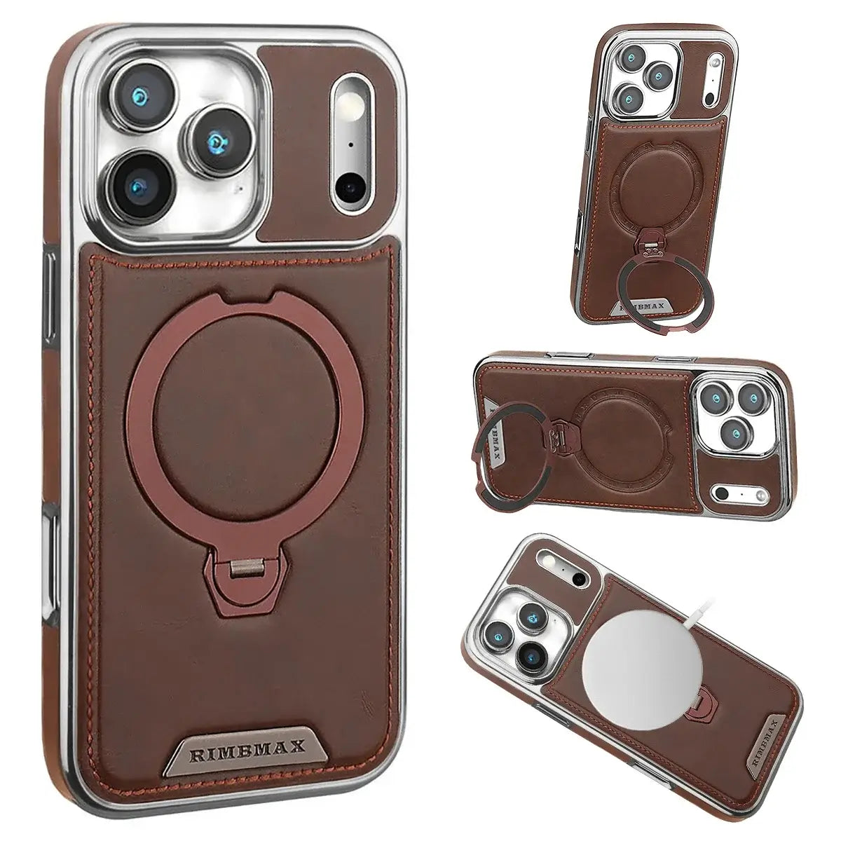 MagSafe Leather Phone Case with Ring Stand