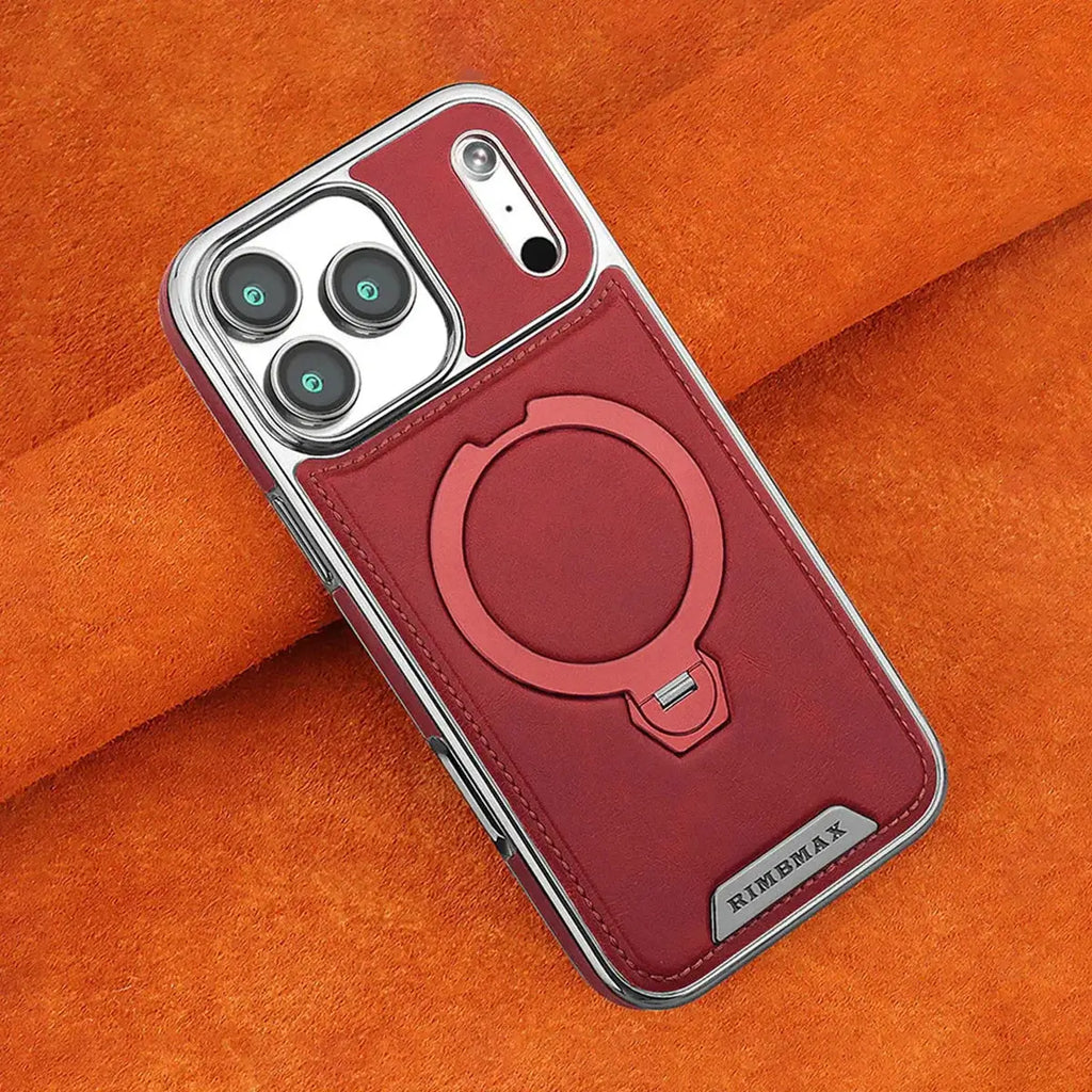 MagSafe Leather Phone Case with Ring Stand