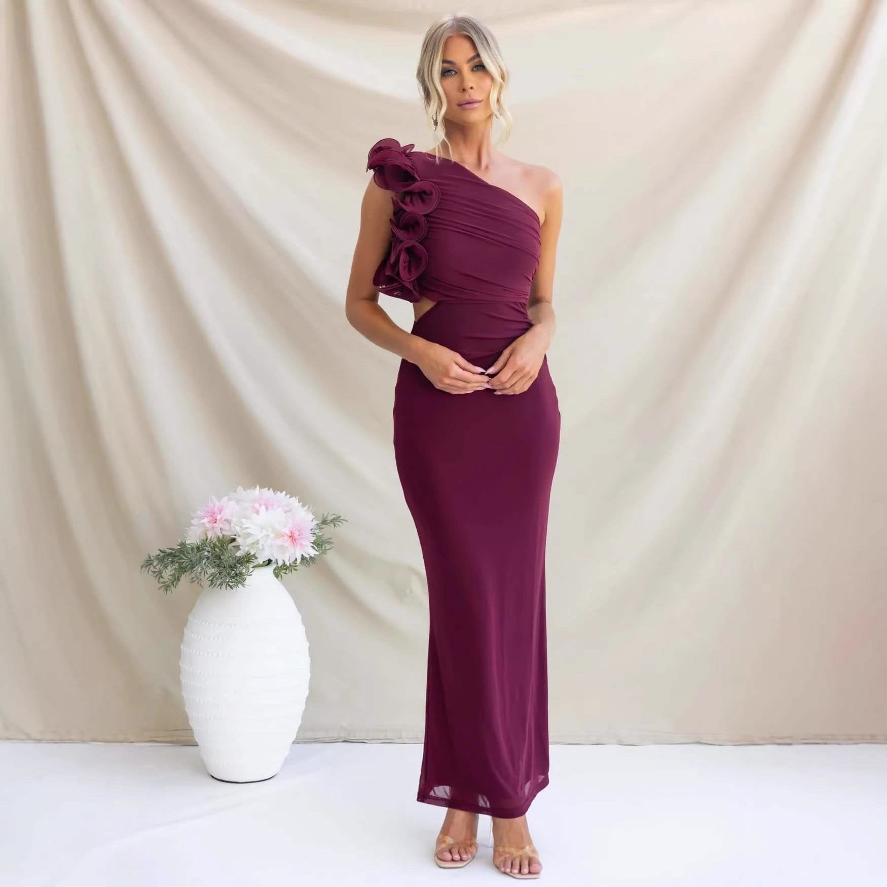 Kaia Cascading Ruffle One Shoulder Maxi Dress_3
