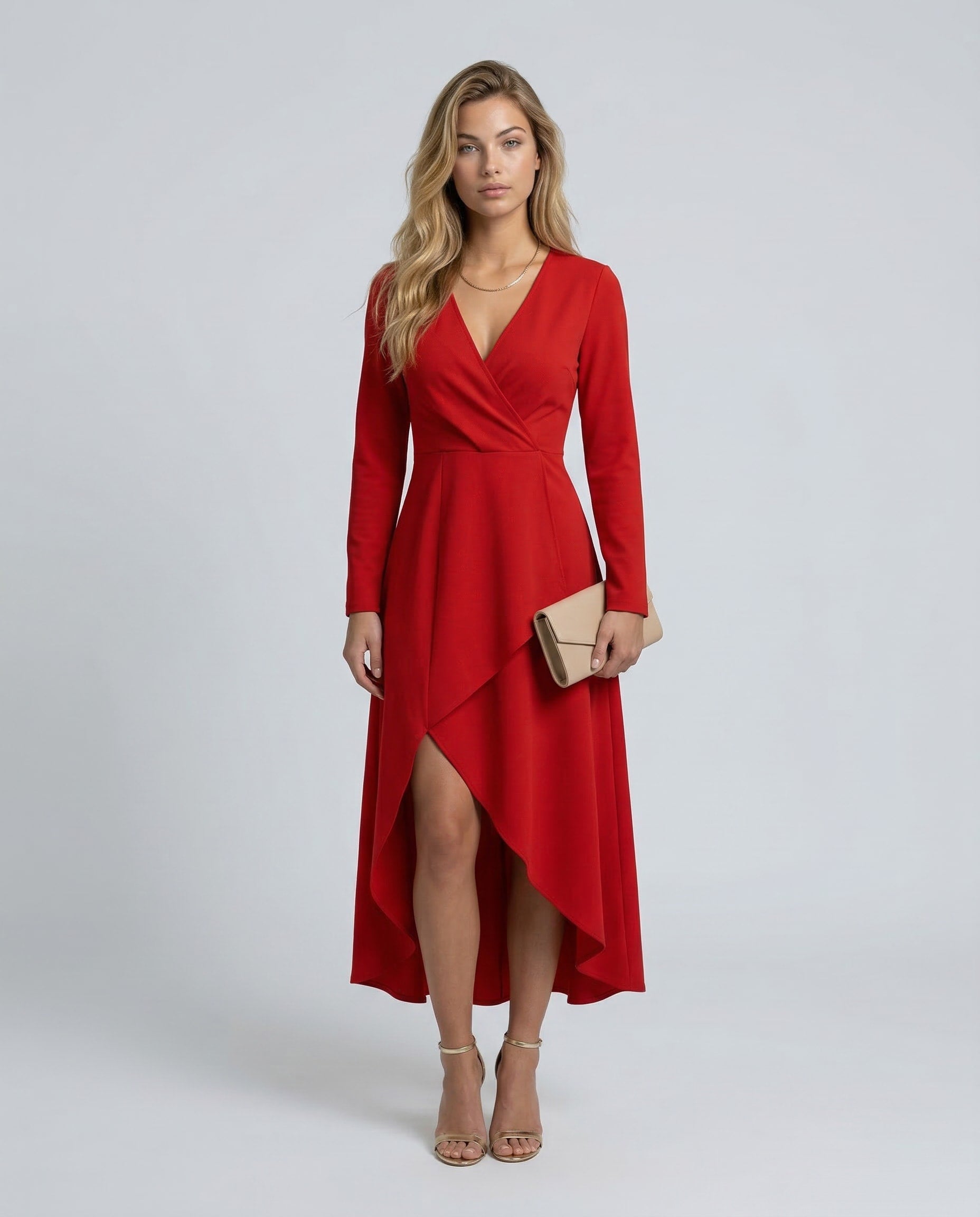 Emilia Long Sleeve Wrap Midi Dress_1