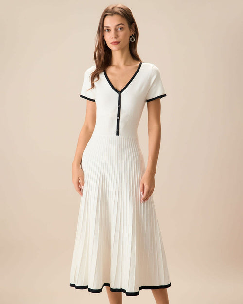 Alessia Contrast Trim Knit Midi Dress_1