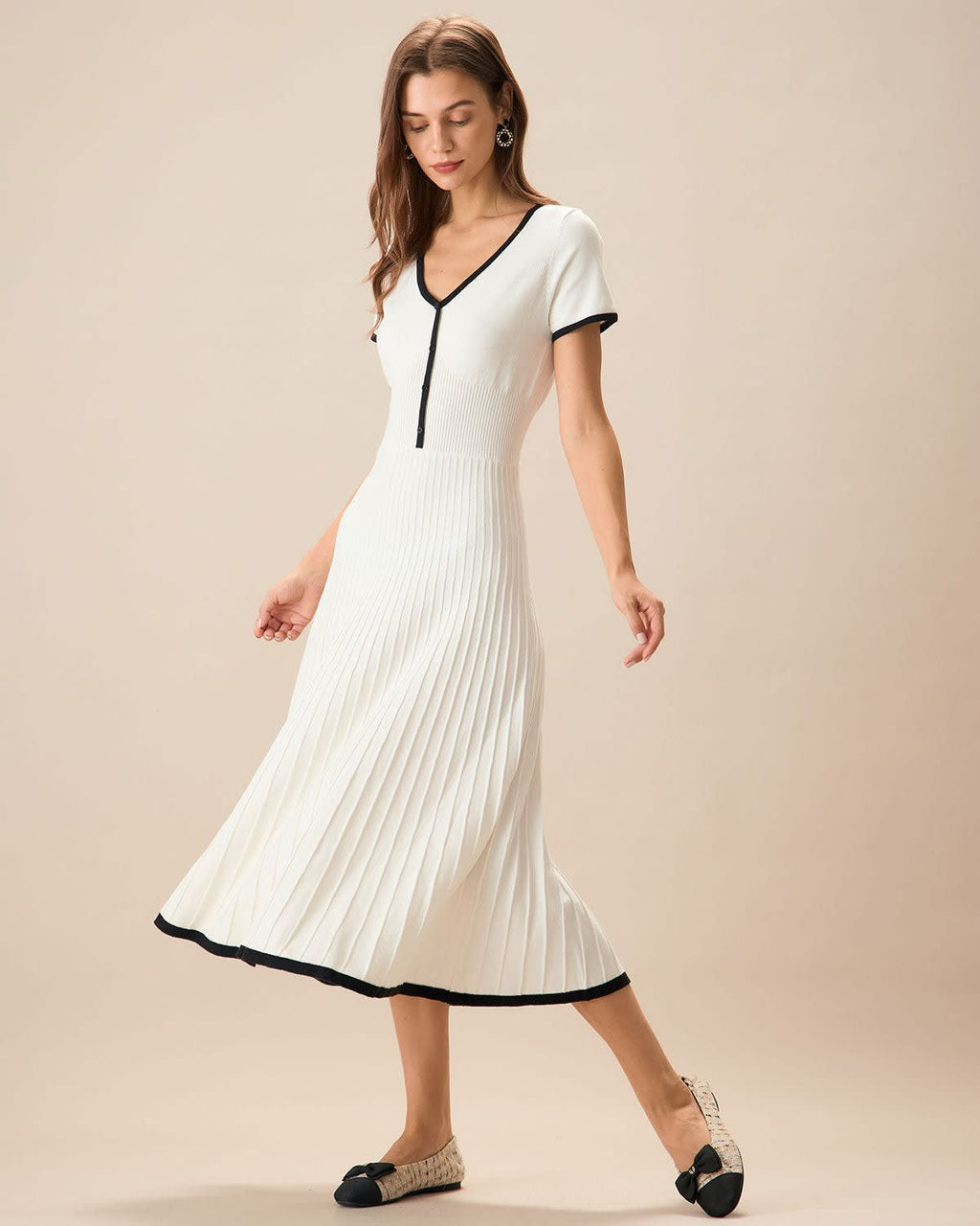 Alessia Contrast Trim Knit Midi Dress_3