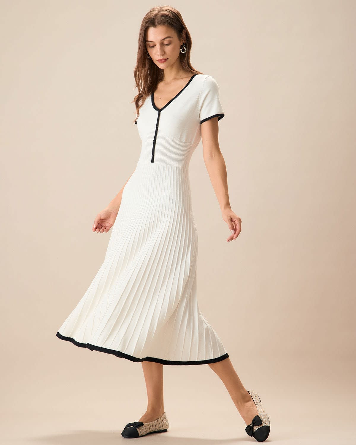 Alessia Contrast Trim Knit Midi Dress_3