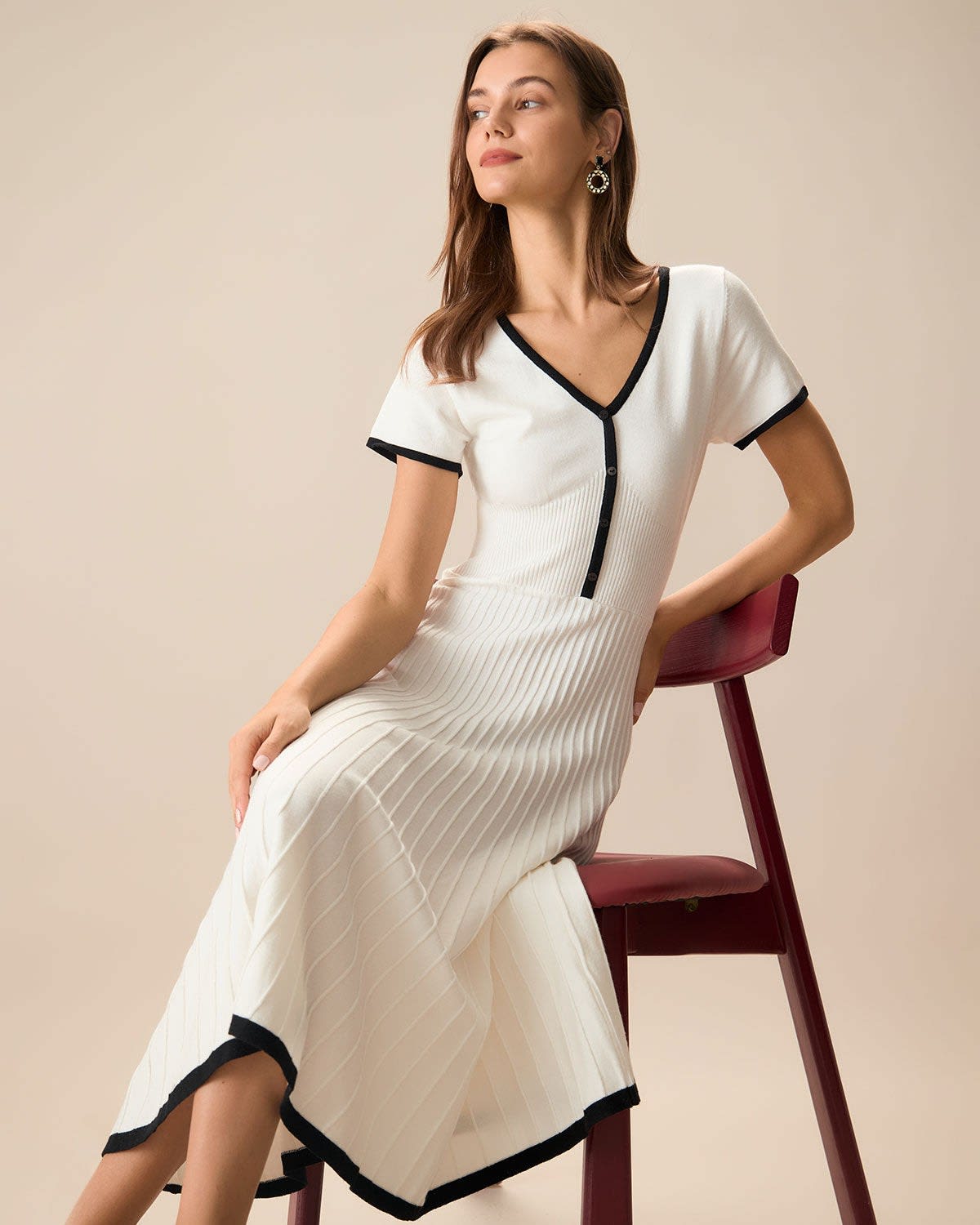 Alessia Contrast Trim Knit Midi Dress_4