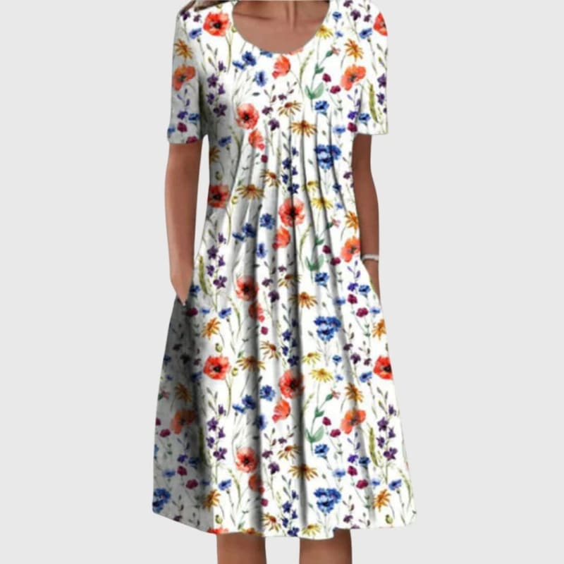 Ulrike Short Sleeve Floral Midi Dress_1