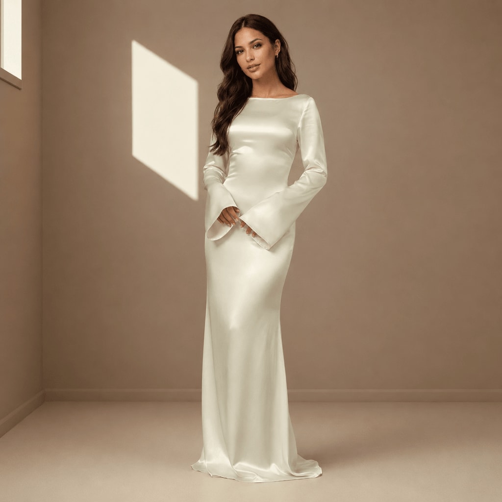 Thea Bell Sleeve Satin Maxi Dress_3