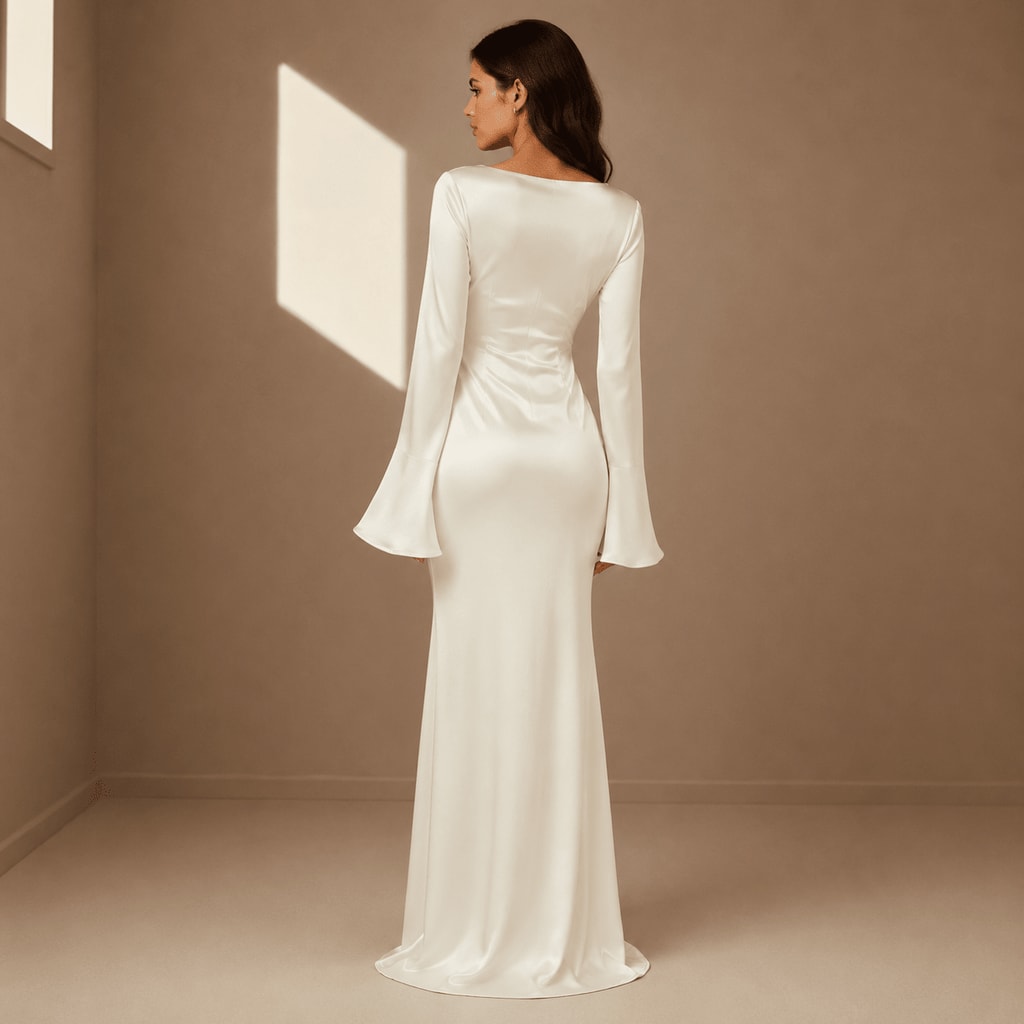 Thea Bell Sleeve Satin Maxi Dress_4
