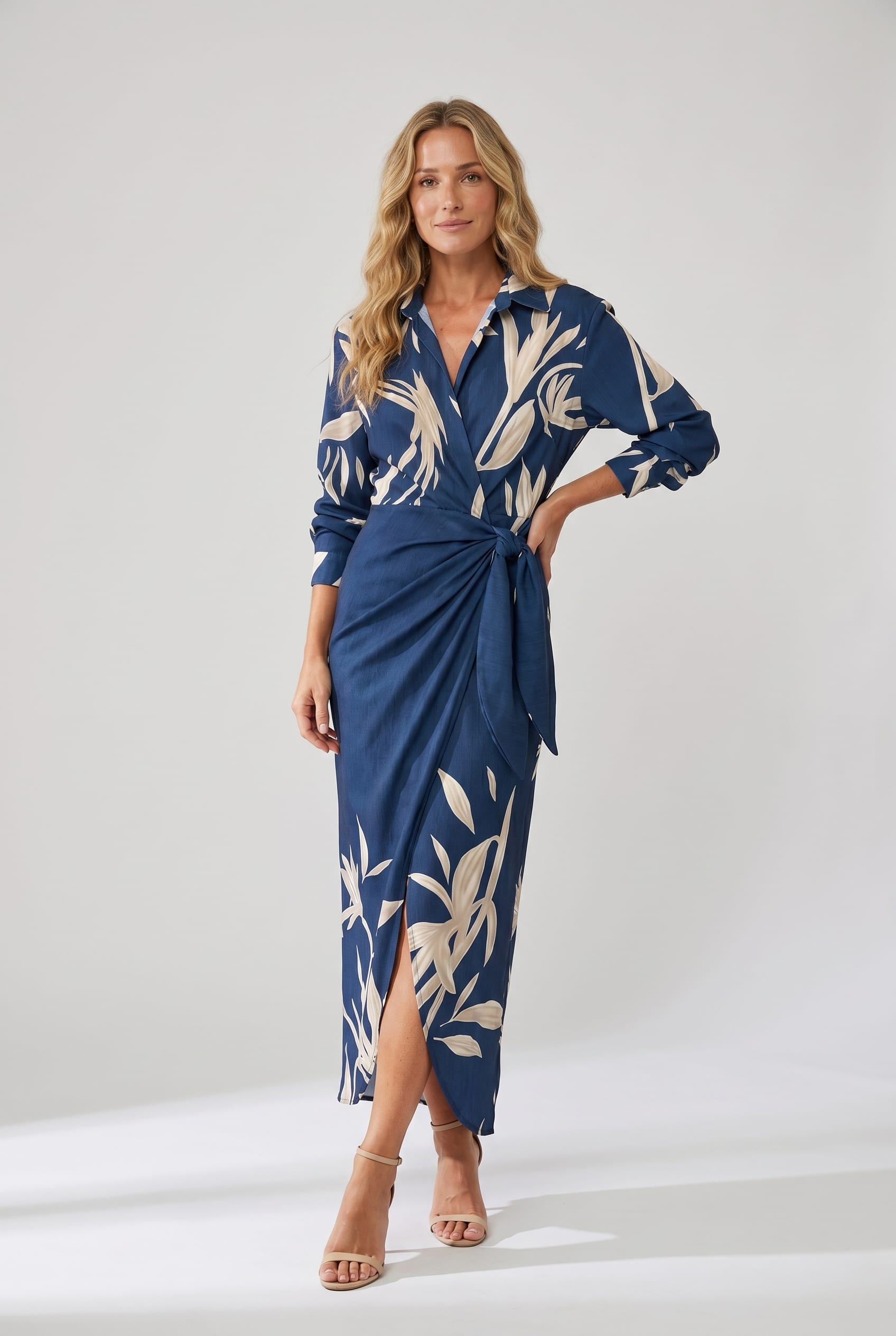 Nele Leaf Print Wrap Maxi Dress_2